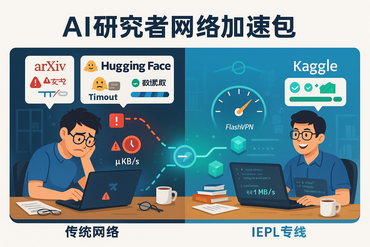 AI研究者与学生的网络“加速包”：流畅访问arXiv, Hugging Face, Kaggle的终极指南